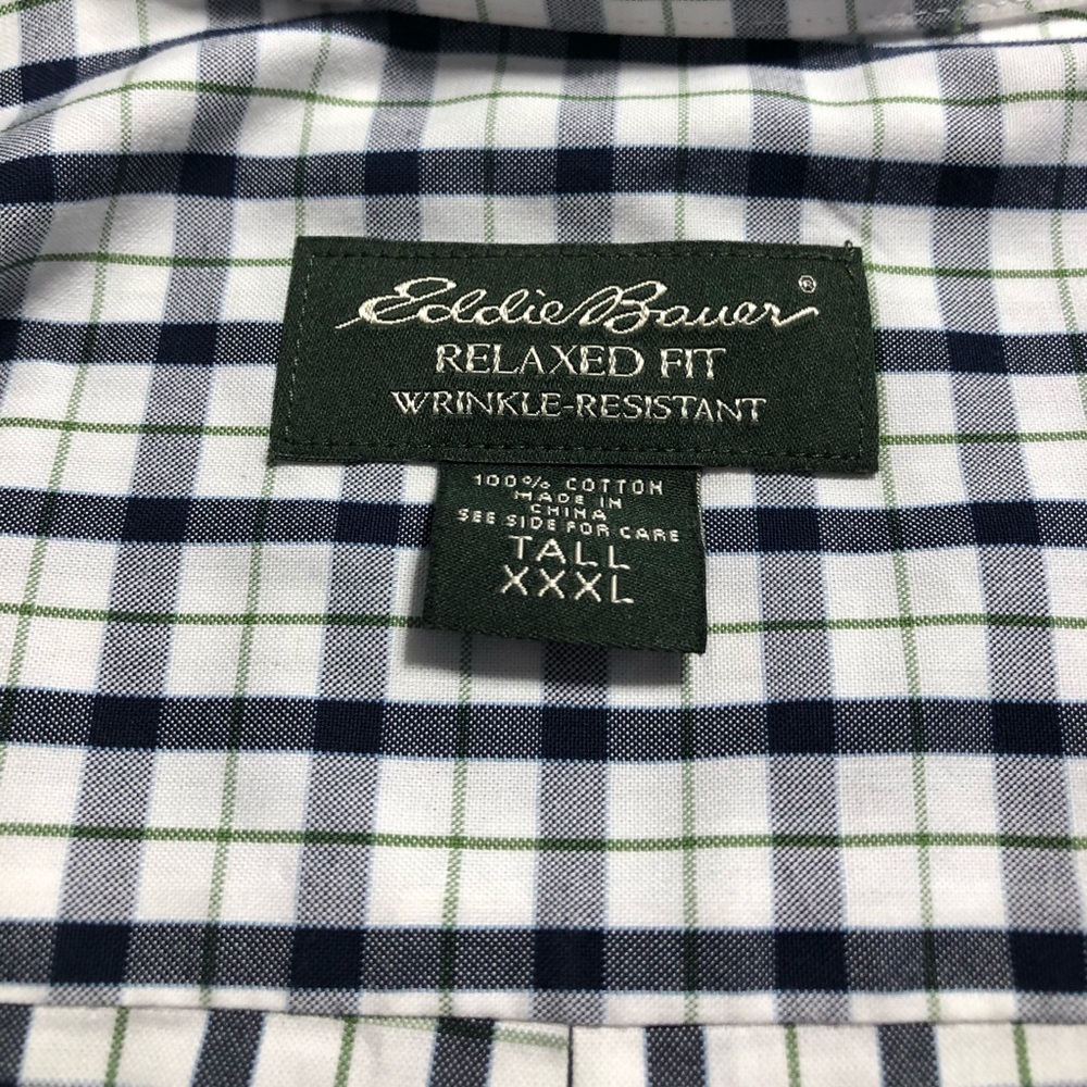 Mens Button Down Navy and White Plaid Shirt - Picture 3 of 4